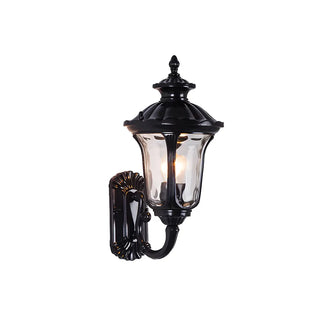 Industrial Black Glass Lantern Metal Outdoor Wall Light Image - 5