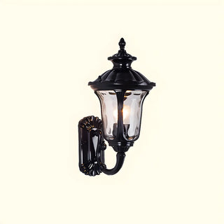Industrial Black Glass Lantern Metal Outdoor Wall Light Image - 7