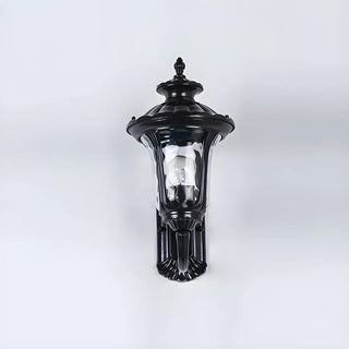 Industrial Black Glass Lantern Metal Outdoor Wall Light Image - 8