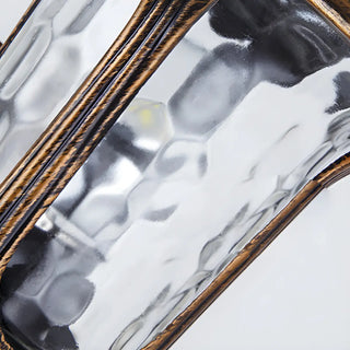 Industrial Black Glass Lantern Metal Outdoor Wall Light Image - 9