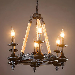 Industrial Candelabra Rope Living Room Black Chandelier Image - 2