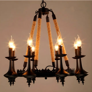 Industrial Candelabra Rope Living Room Black Chandelier Image - 3