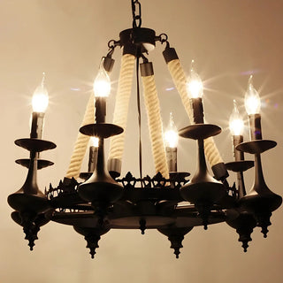 Industrial Candelabra Rope Living Room Black Chandelier Image - 4