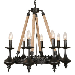 Industrial Candelabra Rope Living Room Black Chandelier Image - 6