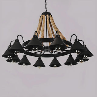 ZOWALA - Industrial Rope Chandelier Metal Dining Room Brown 8-Light Image - 11