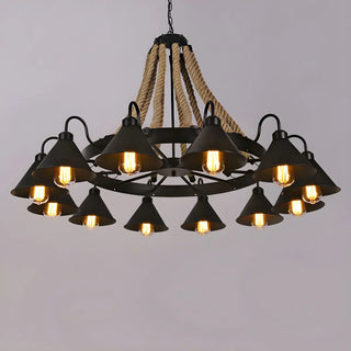 ZOWALA - Industrial Rope Chandelier Metal Dining Room Brown 8-Light Image - 12