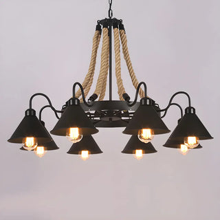 ZOWALA - Industrial Rope Chandelier Metal Dining Room Brown 8-Light Image - 6
