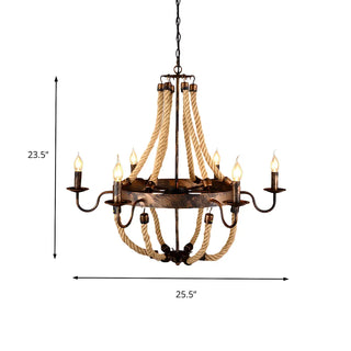 Rope Candle Empire Large Living Room Farmhouse Chandelier #size