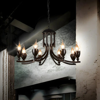 ZOWALA - Industrial Rust Iron Candle 8-Light Chandelier Image - 1