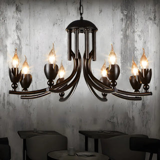 ZOWALA - Industrial Rust Iron Candle 8-Light Chandelier Image - 2