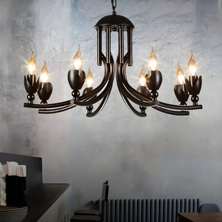 ZOWALA - Industrial Rust Iron Candle 8-Light Chandelier Image - 3