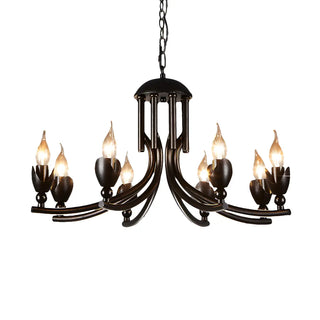 ZOWALA - Industrial Rust Iron Candle 8-Light Chandelier Image - 4