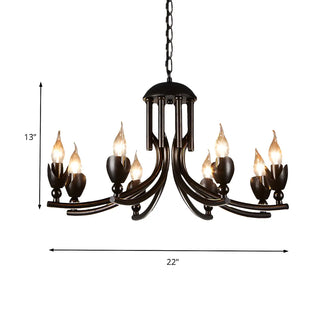 ZOWALA - Industrial Rust Iron Candle 8-Light Chandelier #size