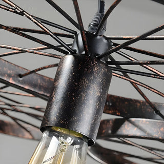 ZOWALA - Wagon Wheel Rust Metal 3-Light Edison Bulb Chandelier Image - 4