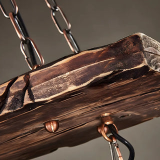 ZOWALA - Rustic Lantern Industrial Wood Ceiling Light Large Image - 11