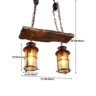 ZOWALA - Rustic Lantern Industrial Wood Ceiling Light Large #size