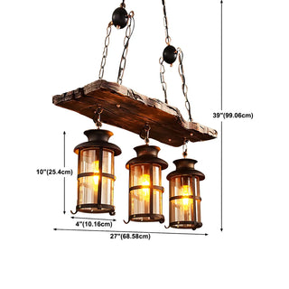ZOWALA - Rustic Lantern Industrial Wood Ceiling Light Large Image - 14