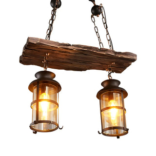 ZOWALA - Rustic Lantern Industrial Wood Ceiling Light Large Image - 3