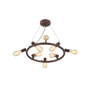 ZOWALA - Circle Rust Metal Large Restaurant Edison Bulb Chandelier Image - 6