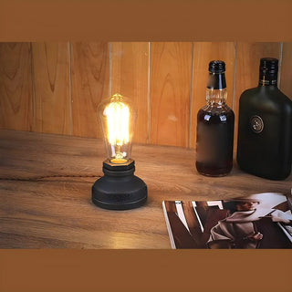 Black Simple Industrial Exposed Bulb Metal Table Lamp Zawala Image - 4
