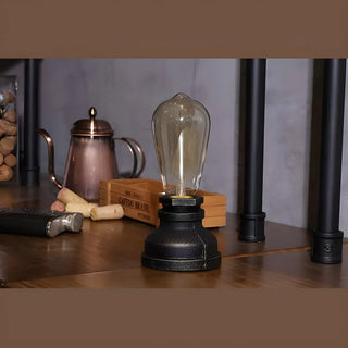 Black Simple Industrial Exposed Bulb Metal Table Lamp Zawala Image - 5