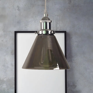 ZOWALA - Industrial Cone Smoke Glass Living Room Pendant Light Image - 2