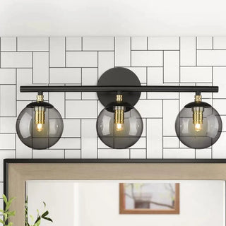 Industrial Black Globe Glass 3 Light Vanity Fixture Zawala Image - 2