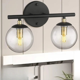 Industrial Black Globe Glass 3 Light Vanity Fixture Zawala Image - 4
