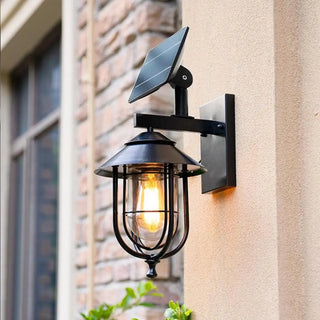 Industrial Solar-Power Black Cage Exterior Wall Light Zawala Image - 1