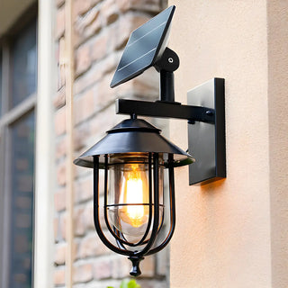 Industrial Solar-Power Black Cage Exterior Wall Light Zawala Image - 2