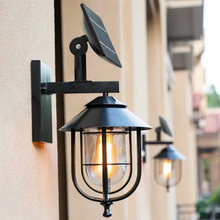 Industrial Solar-Power Black Cage Exterior Wall Light Zawala Image - 4