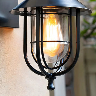Industrial Solar-Power Black Cage Exterior Wall Light Zawala Image - 8