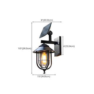 Industrial Solar-Power Black Cage Exterior Wall Light Zawala #size