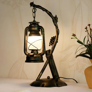 Vintage Lantern Brass Vine Decor Bedroom Table Lamp Zawala Image - 1