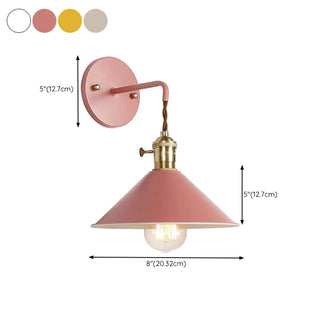 Industrial Yellow Cone Down Metal LED Wall Sconce Zawala #size