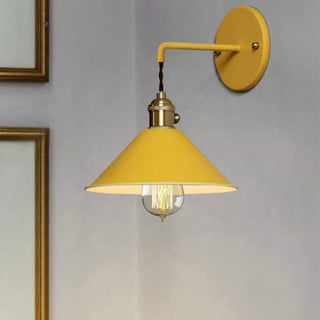 Industrial Yellow Cone Down Metal LED Wall Sconce Zawala Image - 2