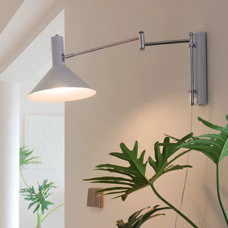Simple Red Cone Metal LED Swing Arm Wall Sconce Zawala Image - 1