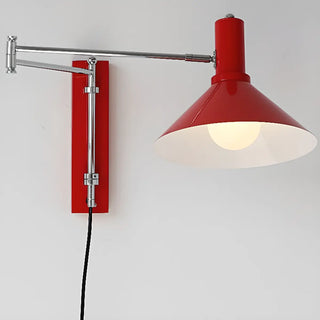 Simple Red Cone Metal LED Swing Arm Wall Sconce Zawala Image - 11