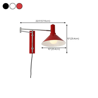 Simple Red Cone Metal LED Swing Arm Wall Sconce Zawala #size