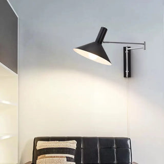 Simple Red Cone Metal LED Swing Arm Wall Sconce Zawala Image - 2