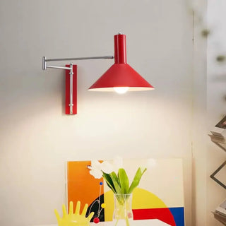 Simple Red Cone Metal LED Swing Arm Wall Sconce Zawala Image - 3
