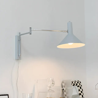 Simple Red Cone Metal LED Swing Arm Wall Sconce Zawala Image - 4
