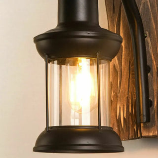 Rustic Wood Backplate Mason Jar LED Wall Sconce Zawala Image - 11
