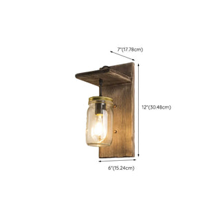 Rustic Wood Backplate Mason Jar LED Wall Sconce Zawala Image - 15