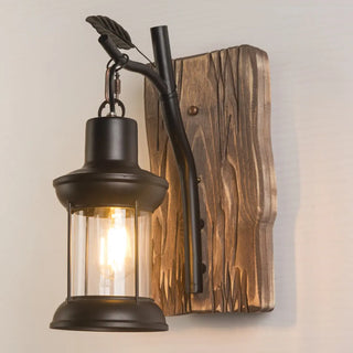 Rustic Wood Backplate Mason Jar LED Wall Sconce Zawala Image - 5