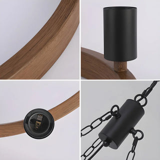 ZOWALA - Wheel Wood Color Metal Living Room Edison Bulb Chandelier Image - 7