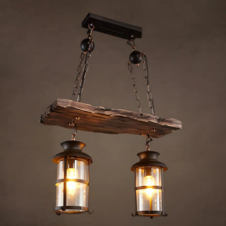 ZOWALA - Rustic Wooden Antler Chandelier with 6 Lanterns Image - 6