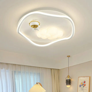 Irregular Wavy Astronaut Cloud White Flush Mount Light Zawala Image - 1