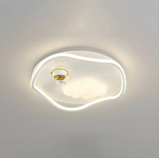 Irregular Wavy Astronaut Cloud White Flush Mount Light Zawala Image - 2