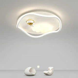 Irregular Wavy Astronaut Cloud White Flush Mount Light Zawala Image - 3